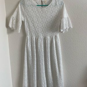 Cute, modest white lace midi dress